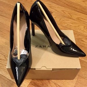 Zara Black Patent Court Heels